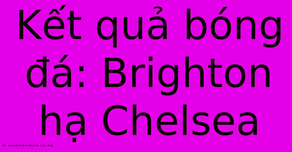 Kết Quả Bóng Đá: Brighton Hạ Chelsea