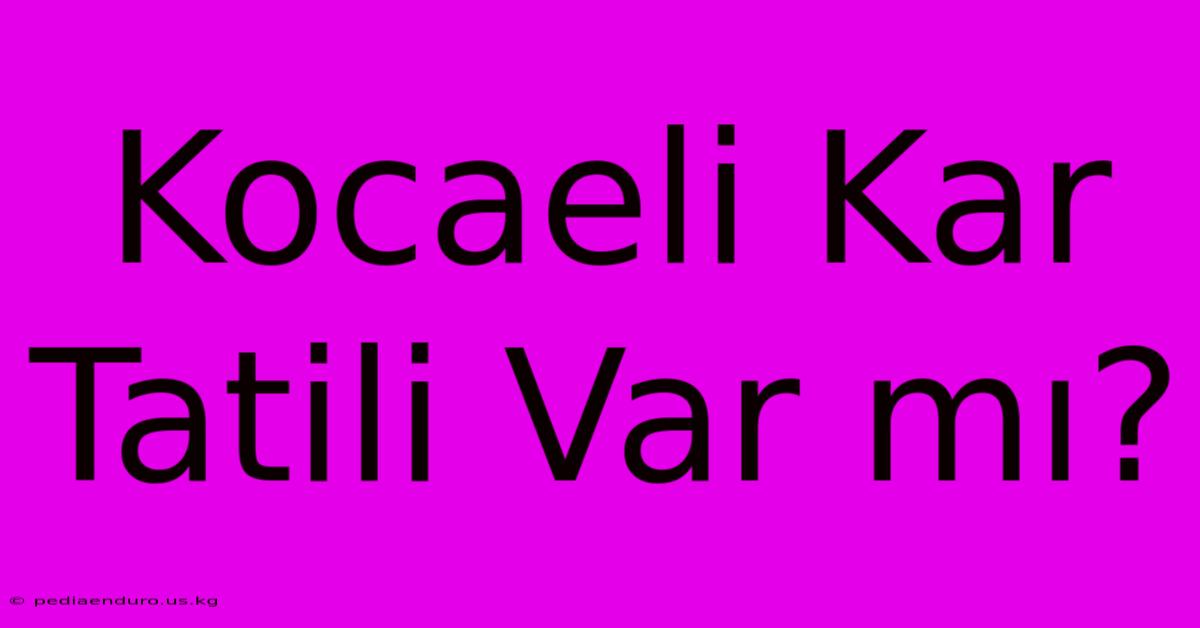 Kocaeli Kar Tatili Var Mı?