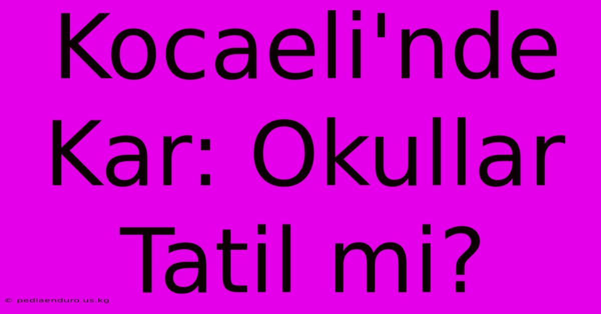 Kocaeli'nde Kar: Okullar Tatil Mi?