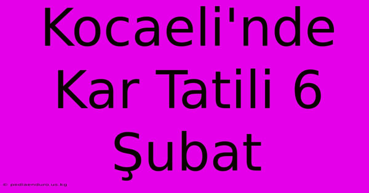 Kocaeli'nde Kar Tatili 6 Şubat