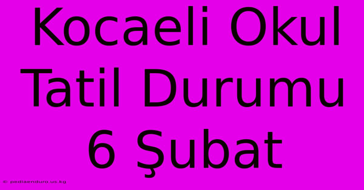 Kocaeli Okul Tatil Durumu 6 Şubat