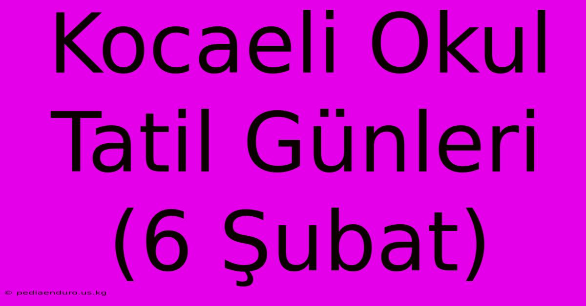 Kocaeli Okul Tatil Günleri (6 Şubat)