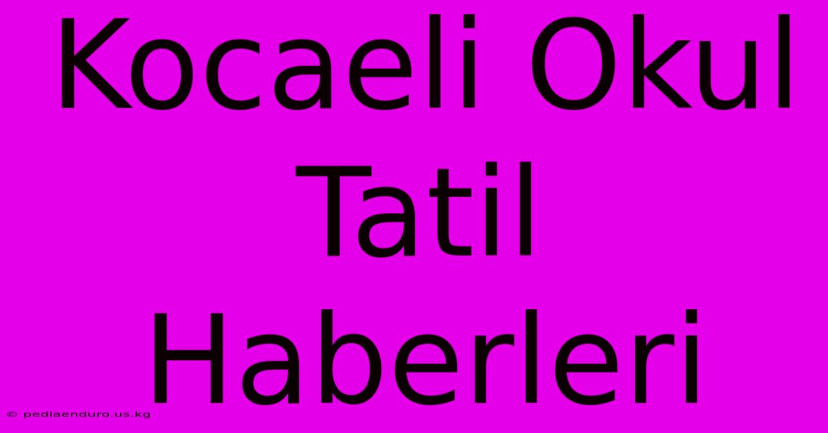 Kocaeli Okul Tatil Haberleri