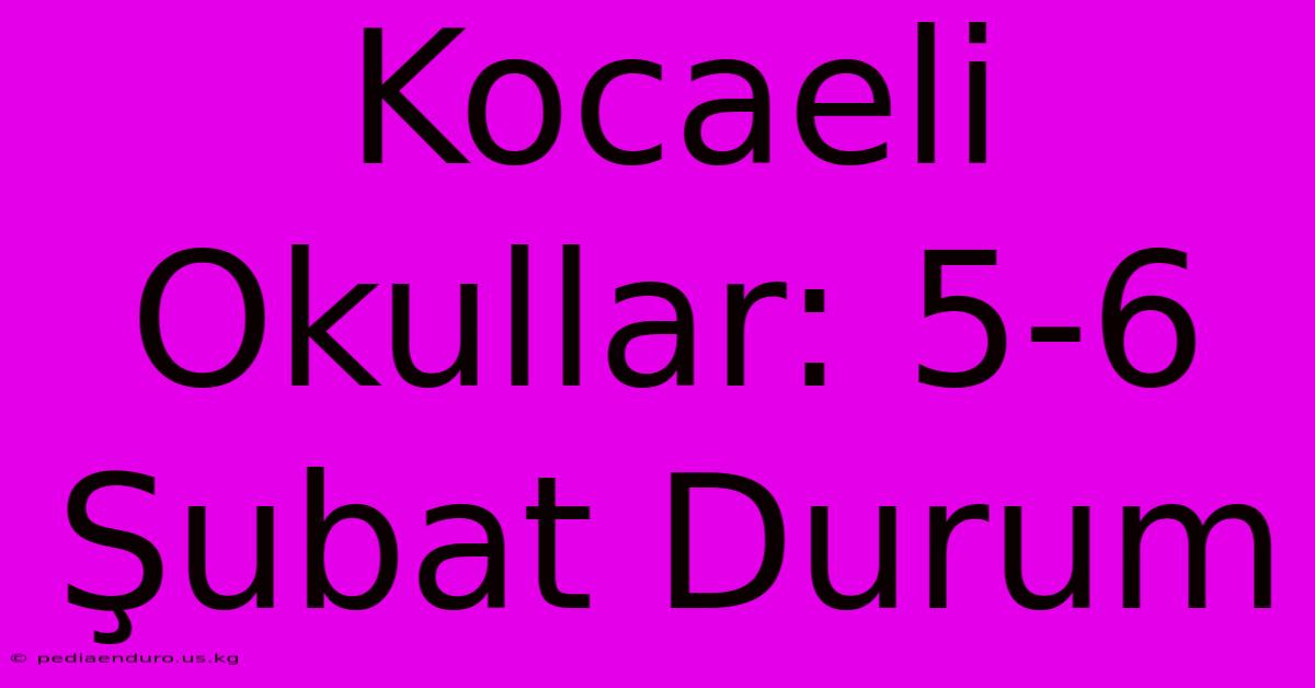 Kocaeli Okullar: 5-6 Şubat Durum