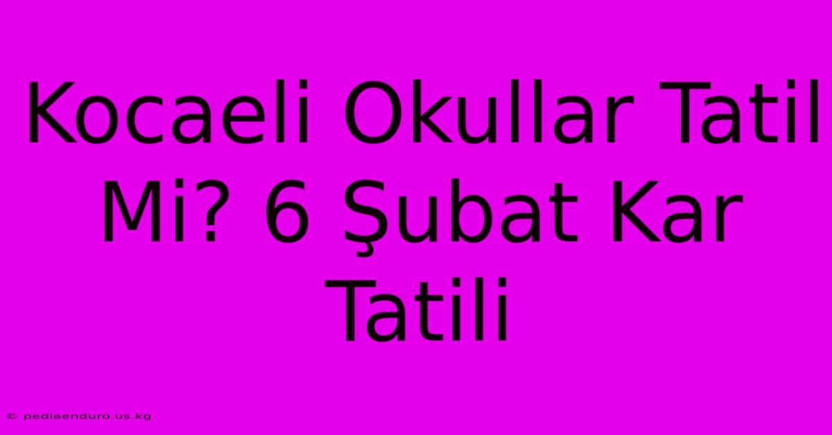 Kocaeli Okullar Tatil Mi? 6 Şubat Kar Tatili