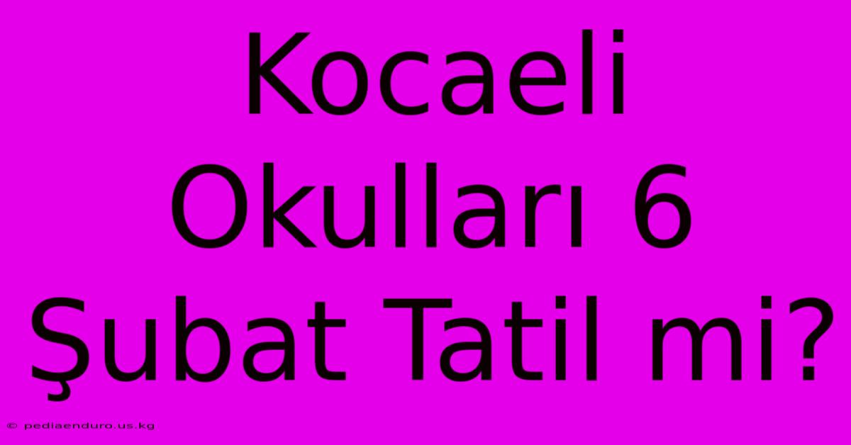 Kocaeli Okulları 6 Şubat Tatil Mi?