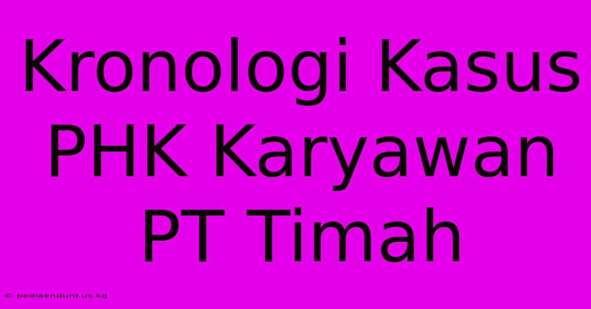 Kronologi Kasus PHK Karyawan PT Timah