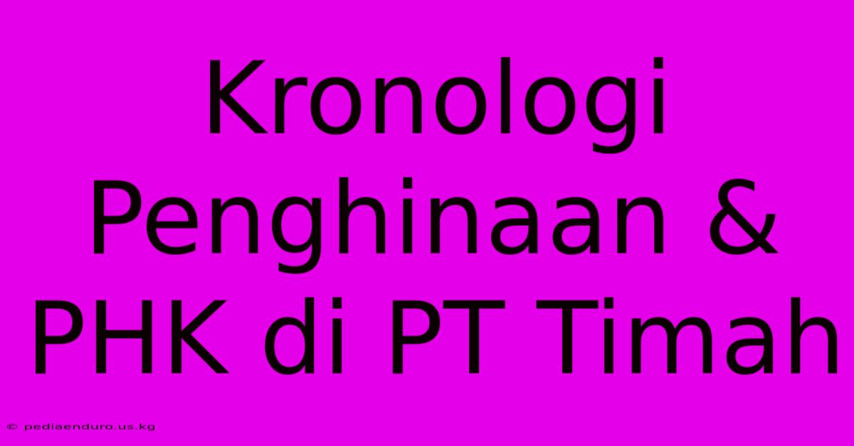 Kronologi Penghinaan & PHK Di PT Timah