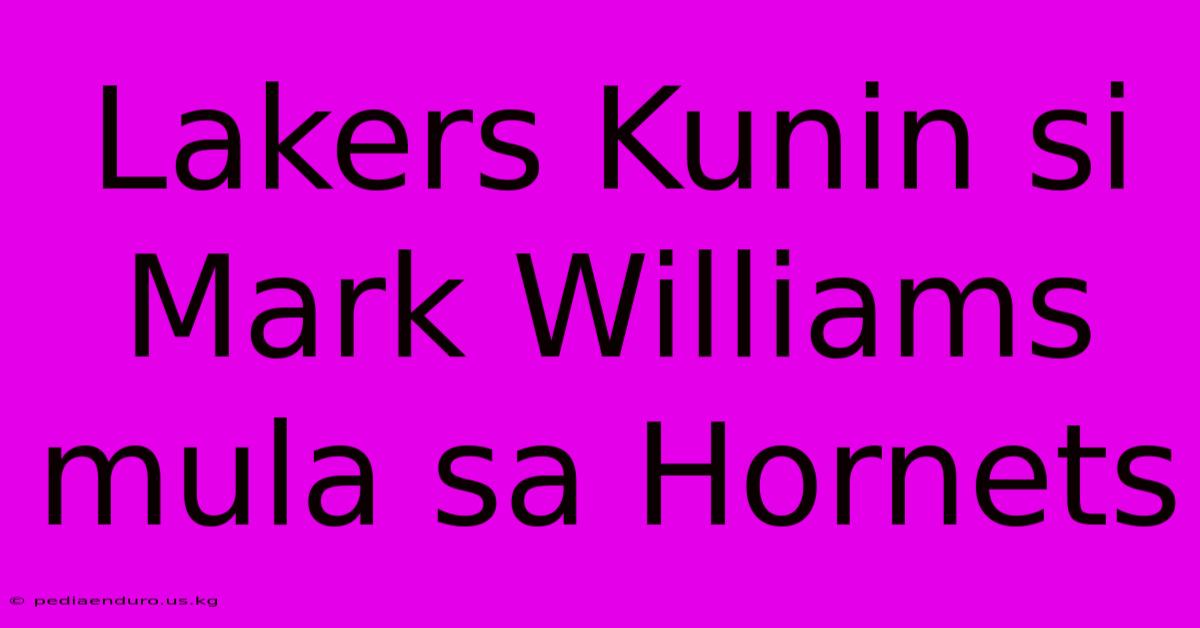 Lakers Kunin Si Mark Williams Mula Sa Hornets