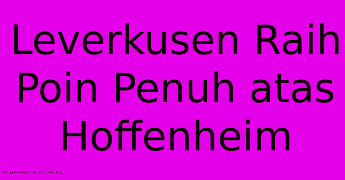 Leverkusen Raih Poin Penuh Atas Hoffenheim