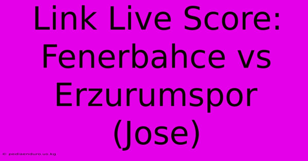 Link Live Score: Fenerbahce Vs Erzurumspor (Jose)