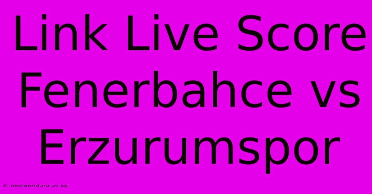 Link Live Score Fenerbahce Vs Erzurumspor