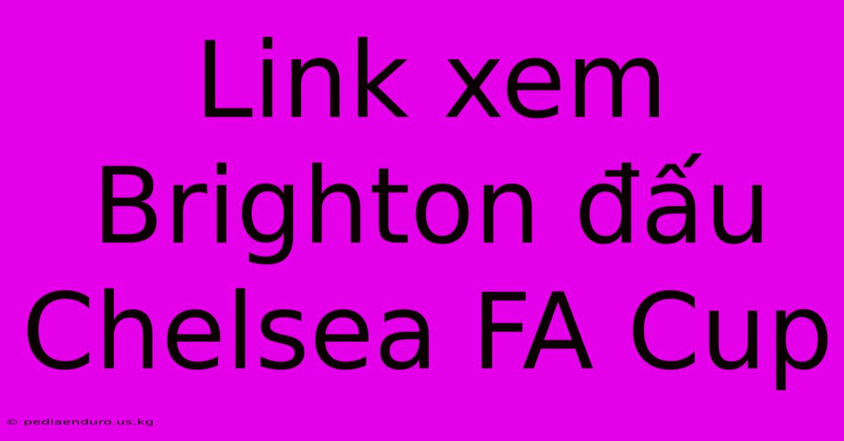 Link Xem Brighton Đấu Chelsea FA Cup