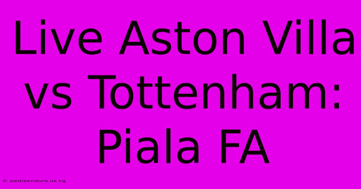 Live Aston Villa Vs Tottenham: Piala FA