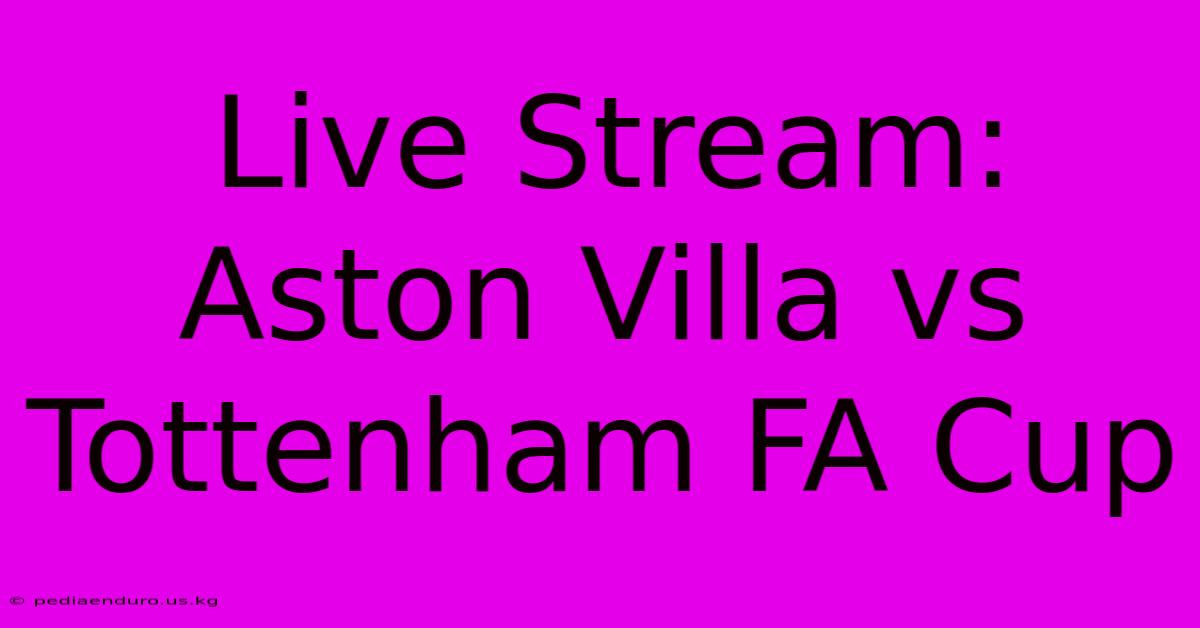 Live Stream: Aston Villa Vs Tottenham FA Cup