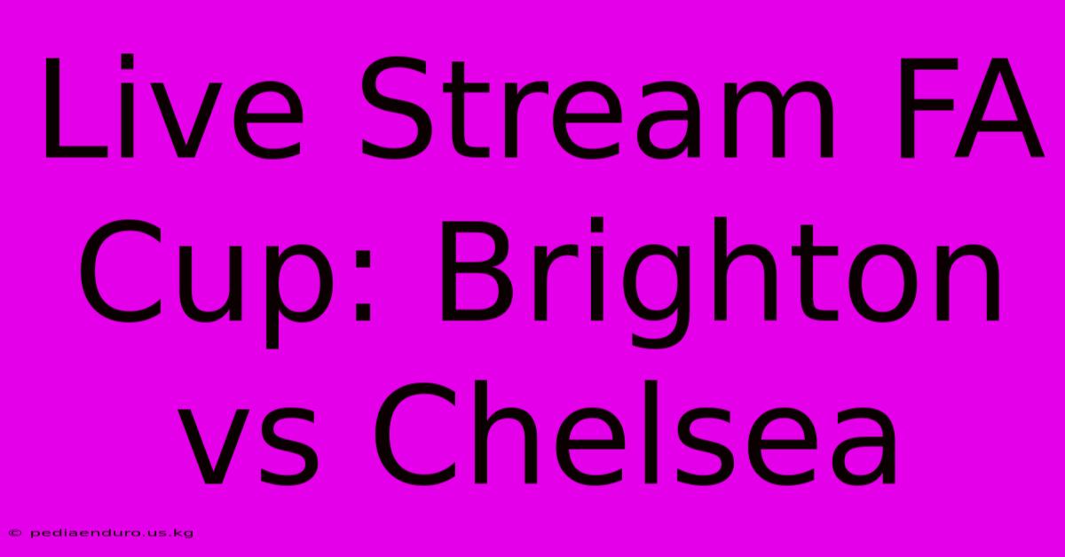 Live Stream FA Cup: Brighton Vs Chelsea