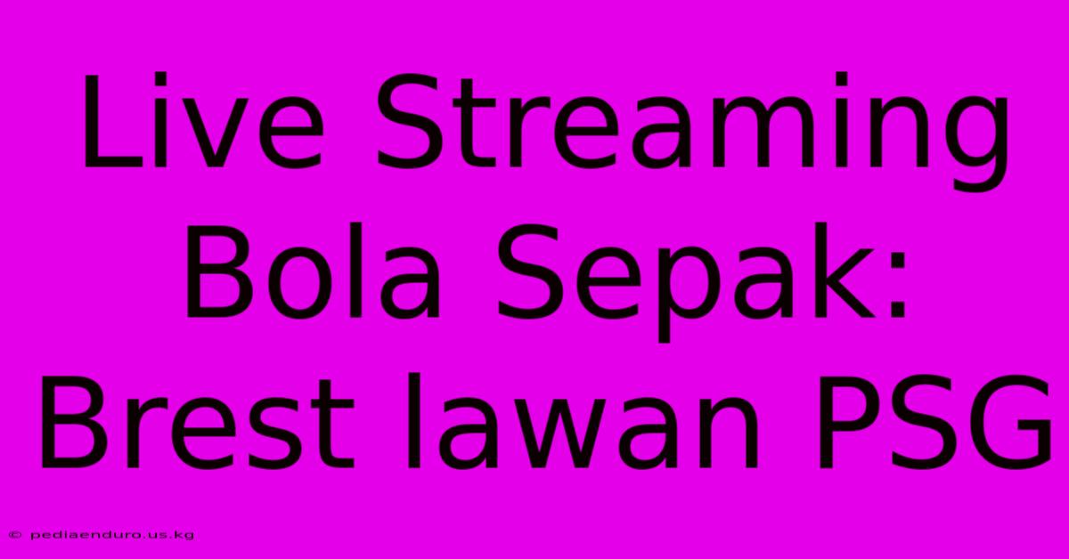 Live Streaming Bola Sepak: Brest Lawan PSG