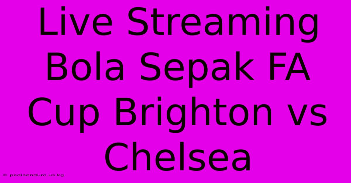 Live Streaming Bola Sepak FA Cup Brighton Vs Chelsea