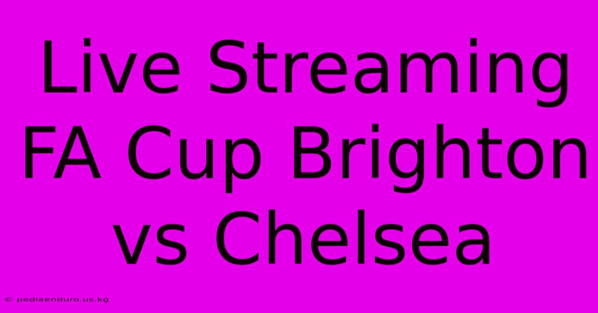 Live Streaming FA Cup Brighton Vs Chelsea