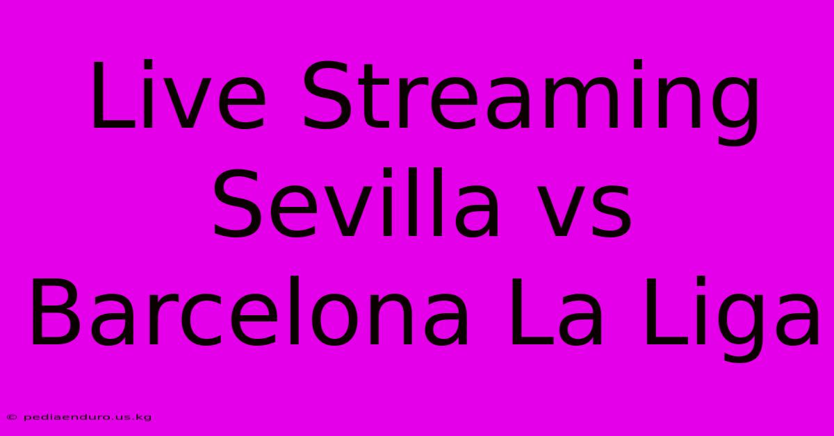 Live Streaming Sevilla Vs Barcelona La Liga