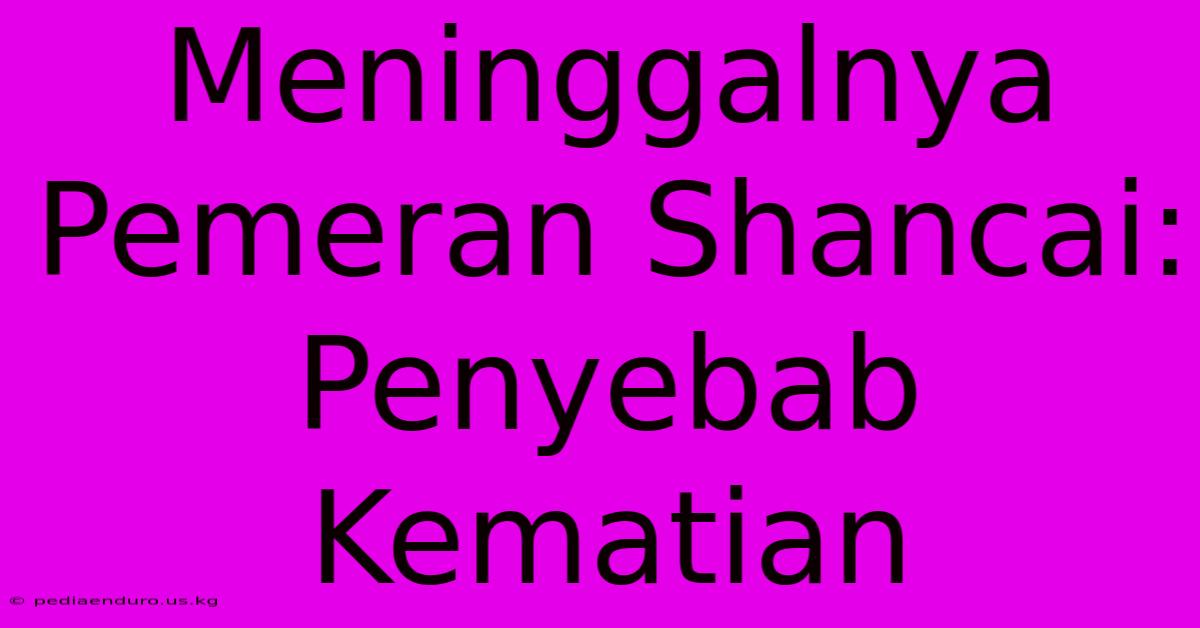 Meninggalnya Pemeran Shancai: Penyebab Kematian