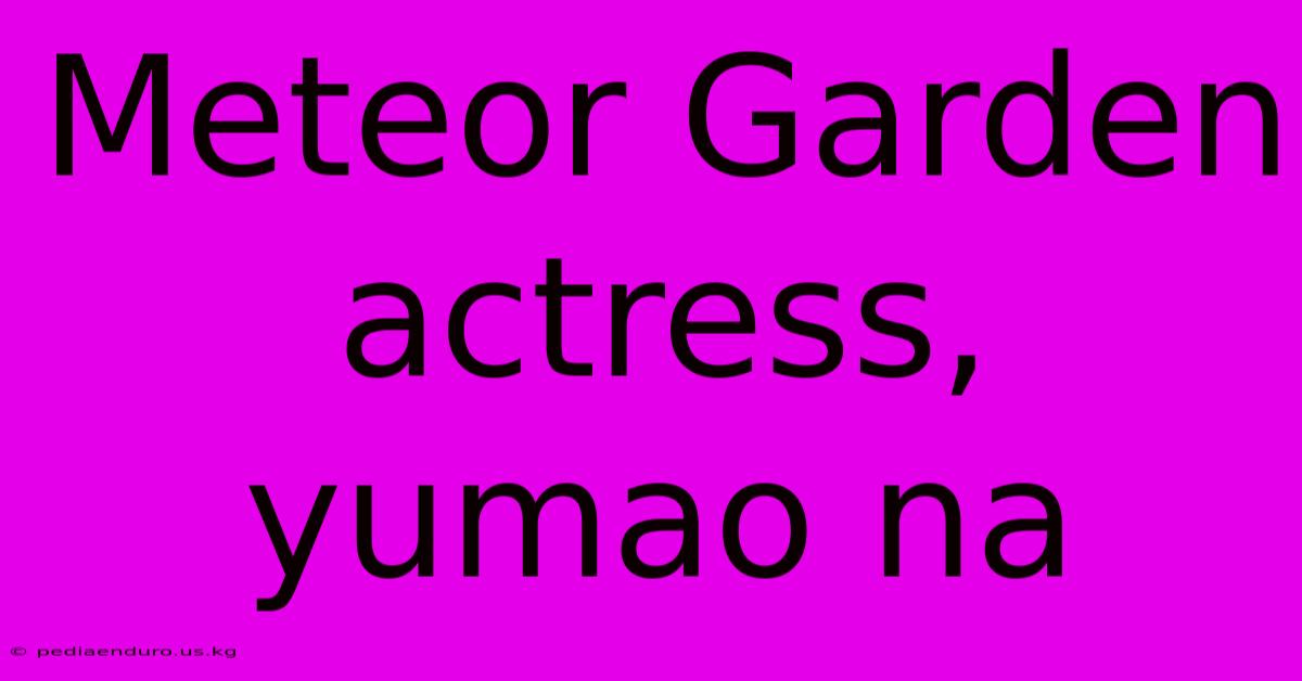 Meteor Garden Actress, Yumao Na