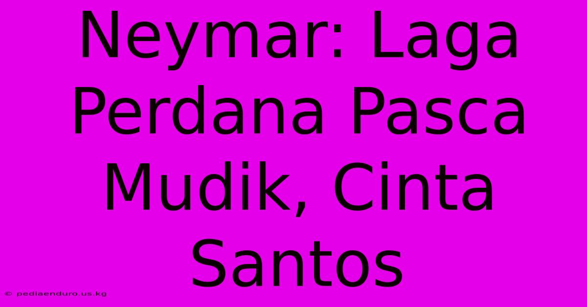 Neymar: Laga Perdana Pasca Mudik, Cinta Santos
