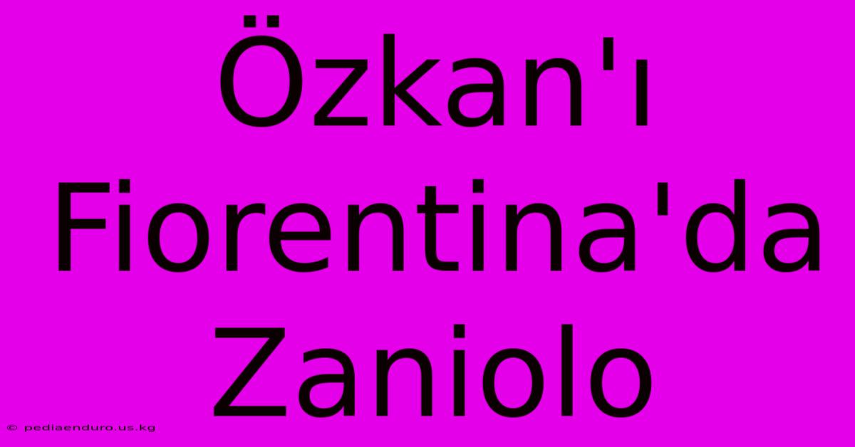 Özkan'ı Fiorentina'da Zaniolo