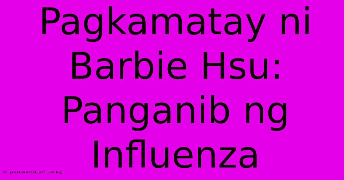 Pagkamatay Ni Barbie Hsu:  Panganib Ng Influenza