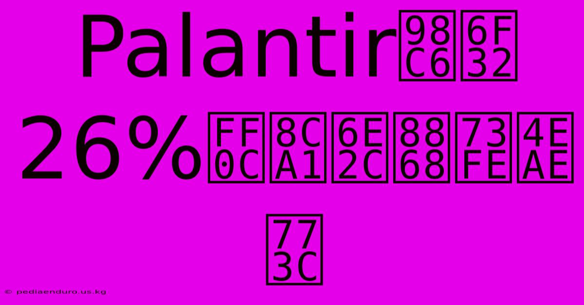 Palantir財測超預期 股價大漲26%