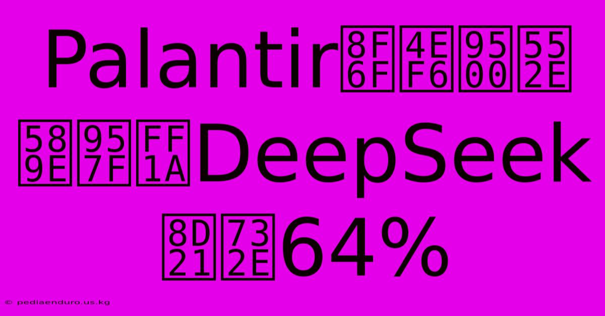 Palantir強勁增長：DeepSeek貢獻64%銷售額增長