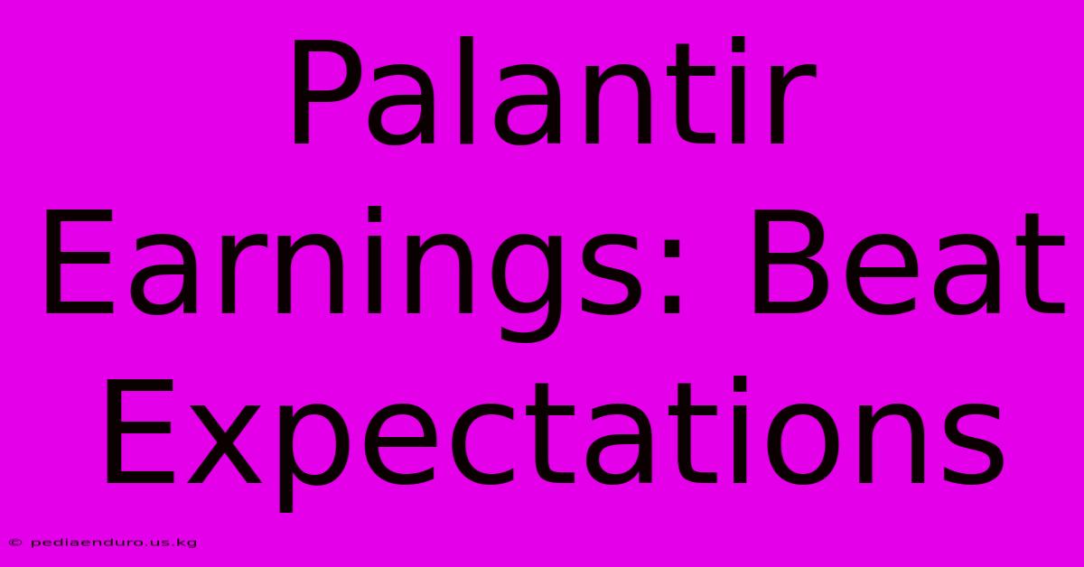 Palantir Earnings: Beat Expectations