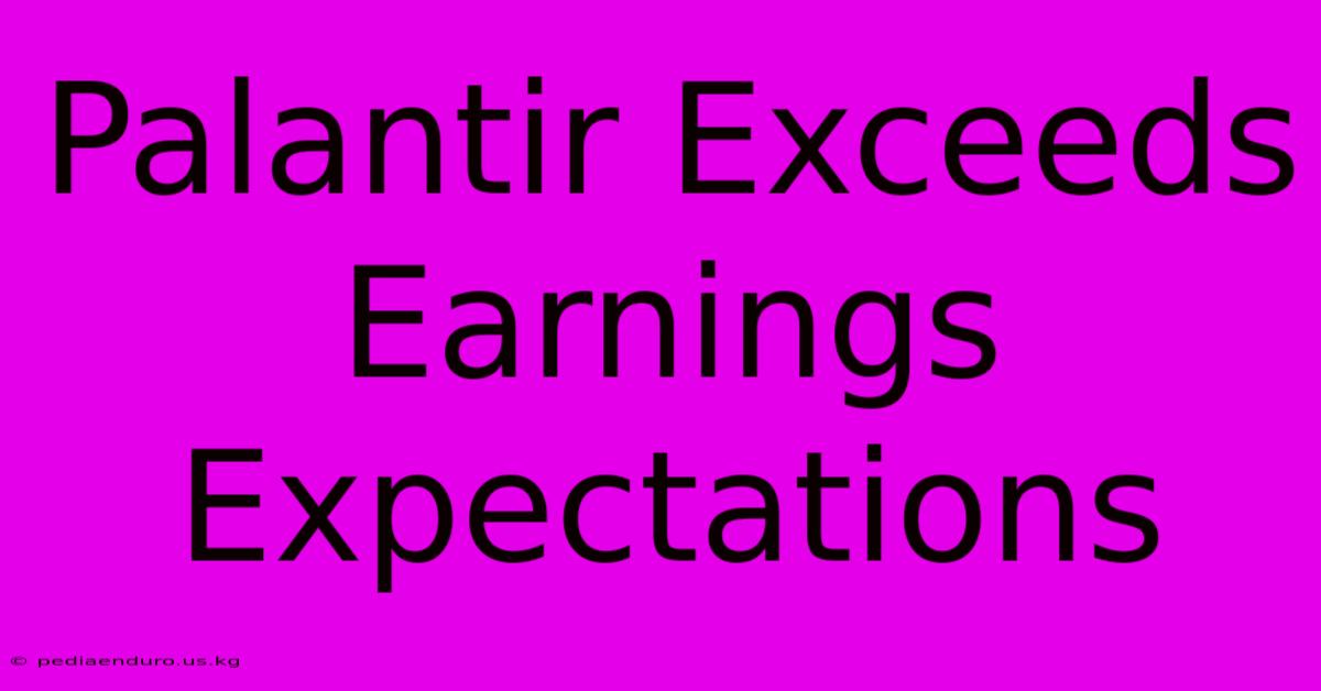 Palantir Exceeds Earnings Expectations