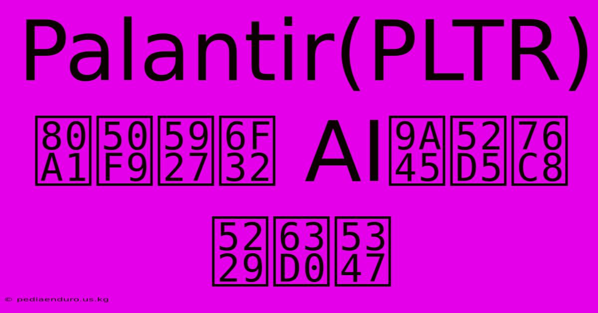 Palantir(PLTR)財報亮眼：AI應用貢獻盈利