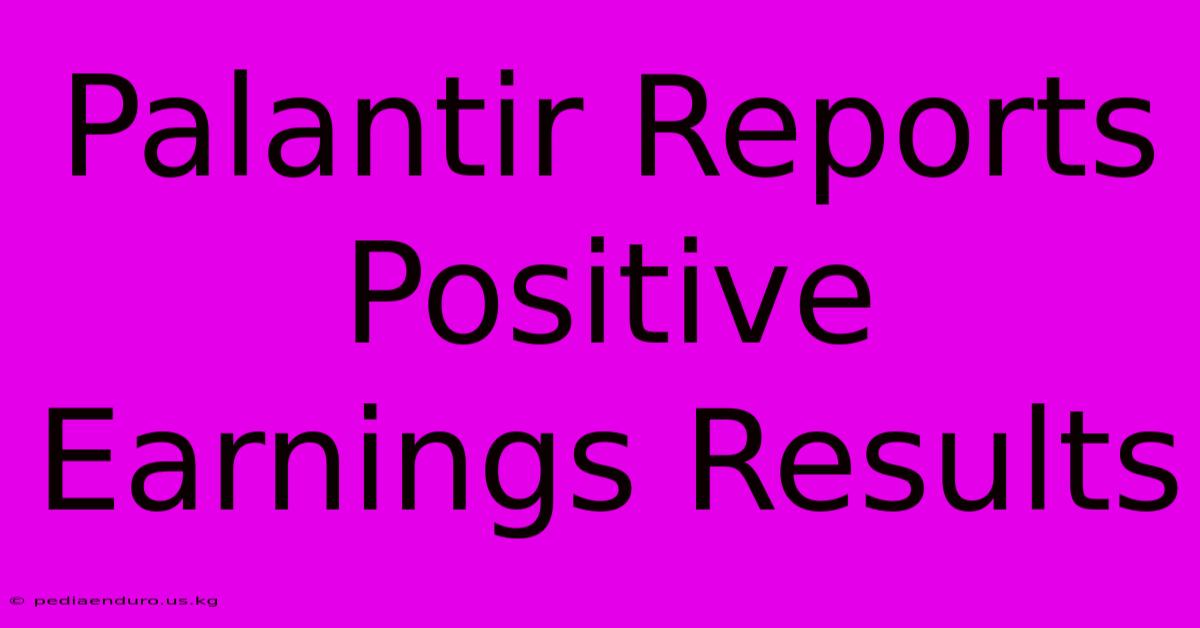 Palantir Reports Positive Earnings Results