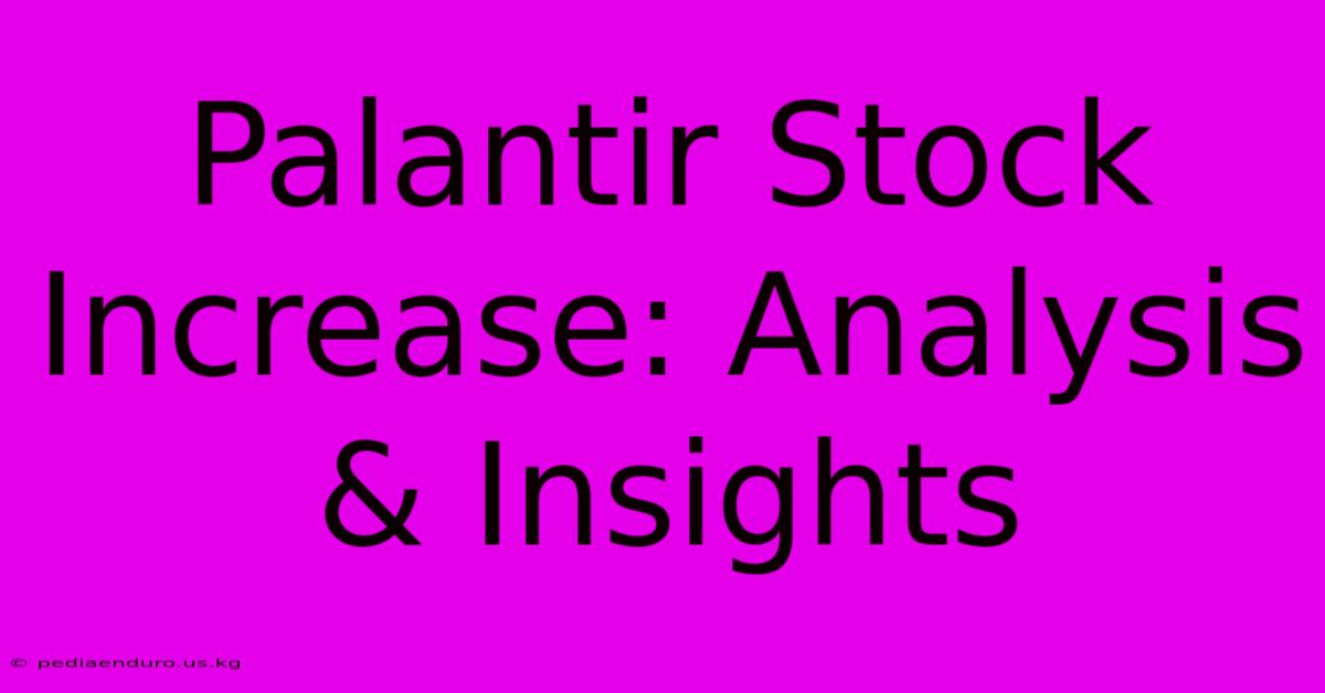 Palantir Stock Increase: Analysis & Insights