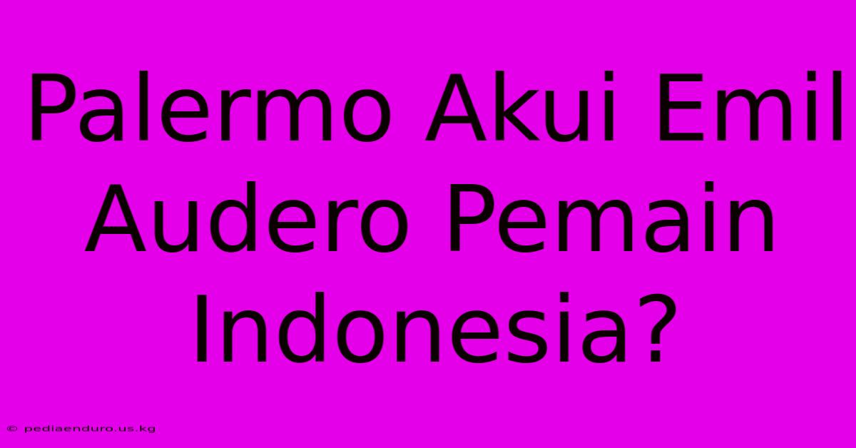 Palermo Akui Emil Audero Pemain Indonesia?