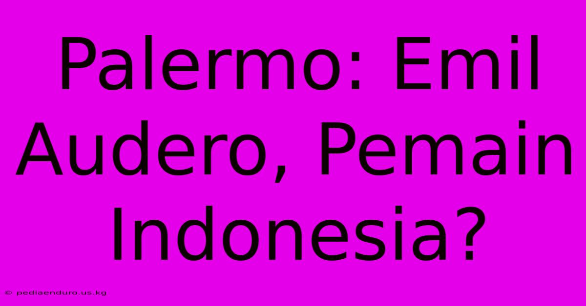 Palermo: Emil Audero, Pemain Indonesia?