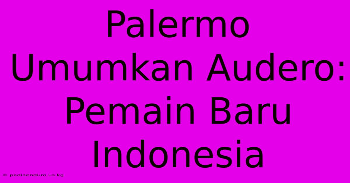 Palermo Umumkan Audero: Pemain Baru Indonesia