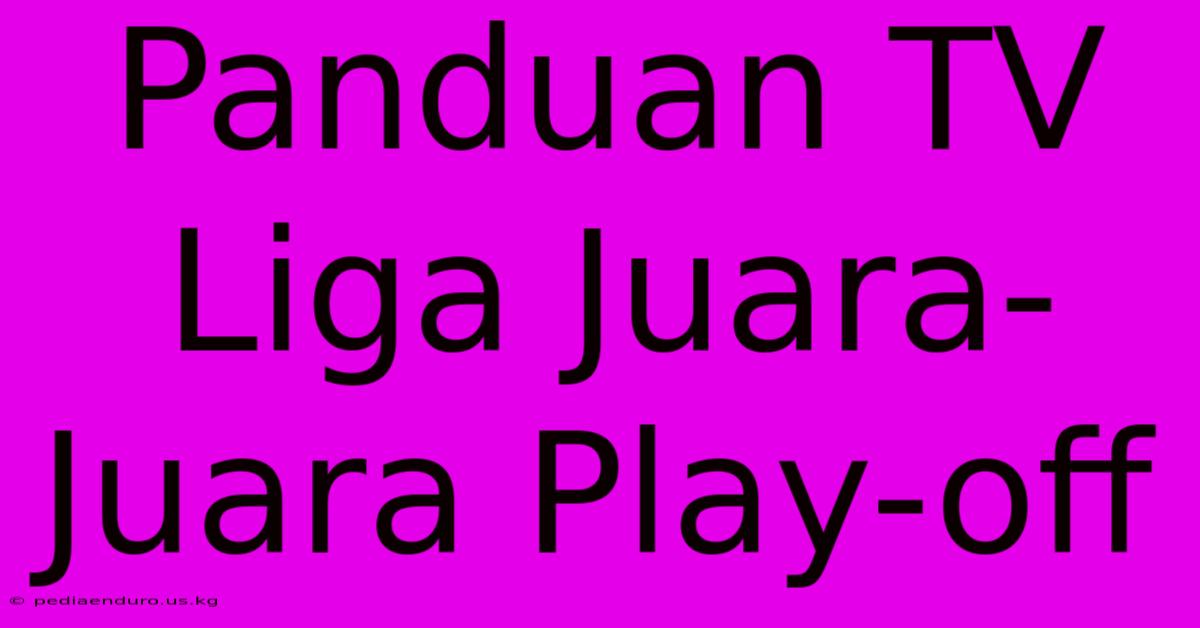 Panduan TV Liga Juara-Juara Play-off