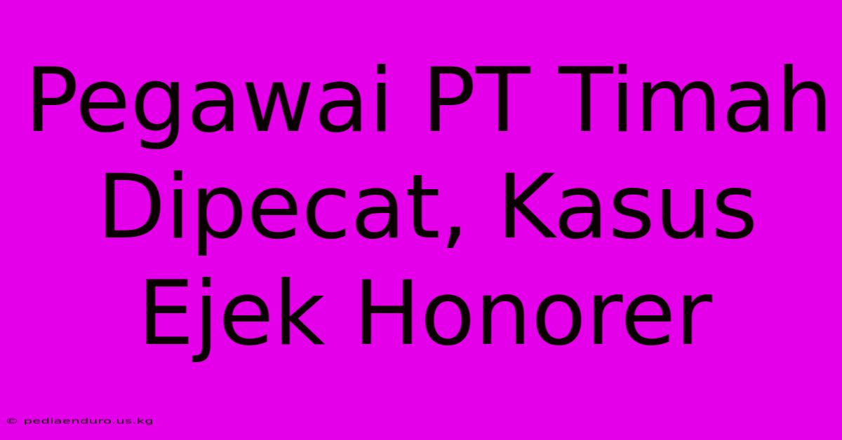 Pegawai PT Timah Dipecat, Kasus Ejek Honorer