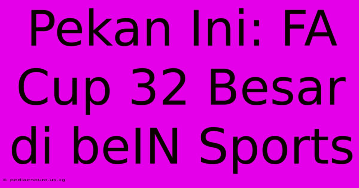 Pekan Ini: FA Cup 32 Besar Di BeIN Sports