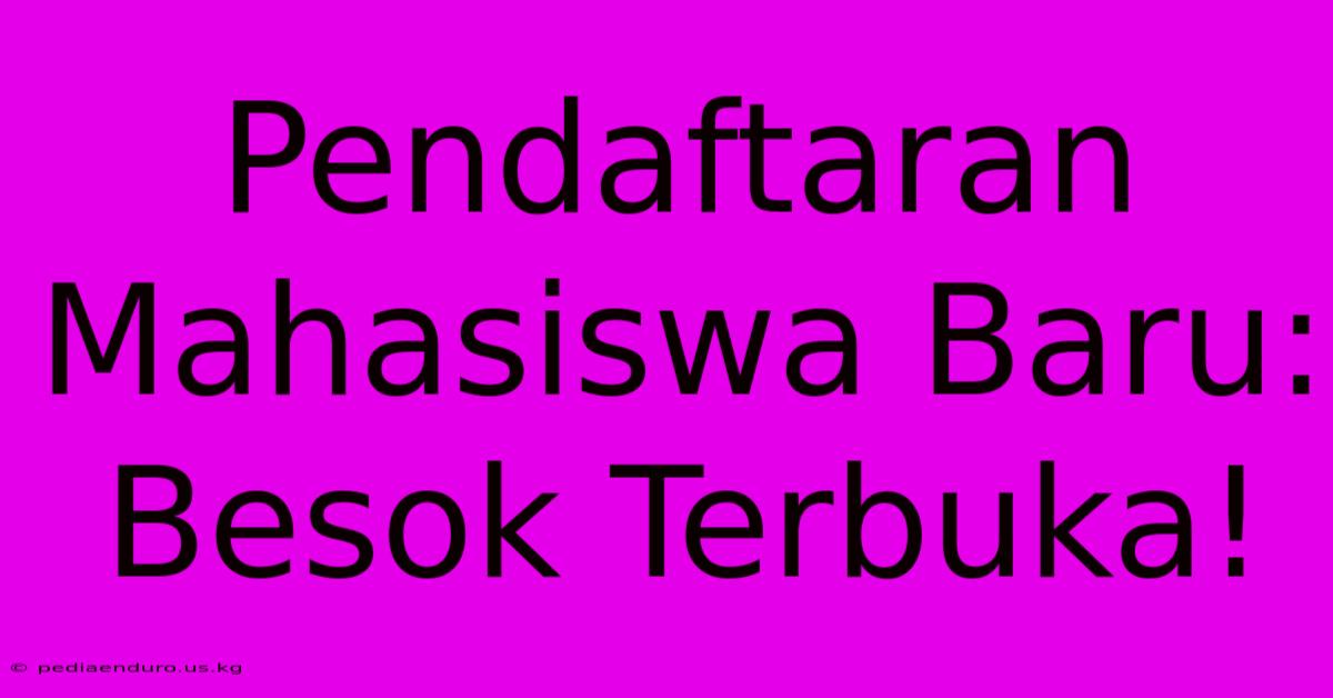 Pendaftaran Mahasiswa Baru: Besok Terbuka!