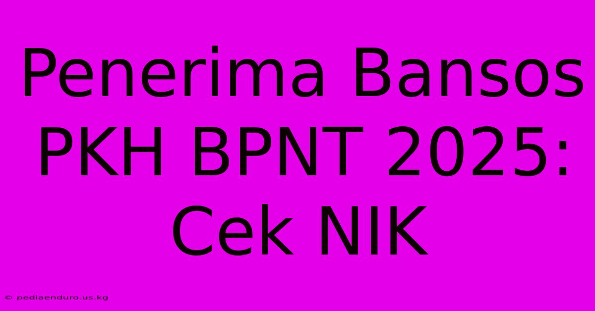 Penerima Bansos PKH BPNT 2025: Cek NIK