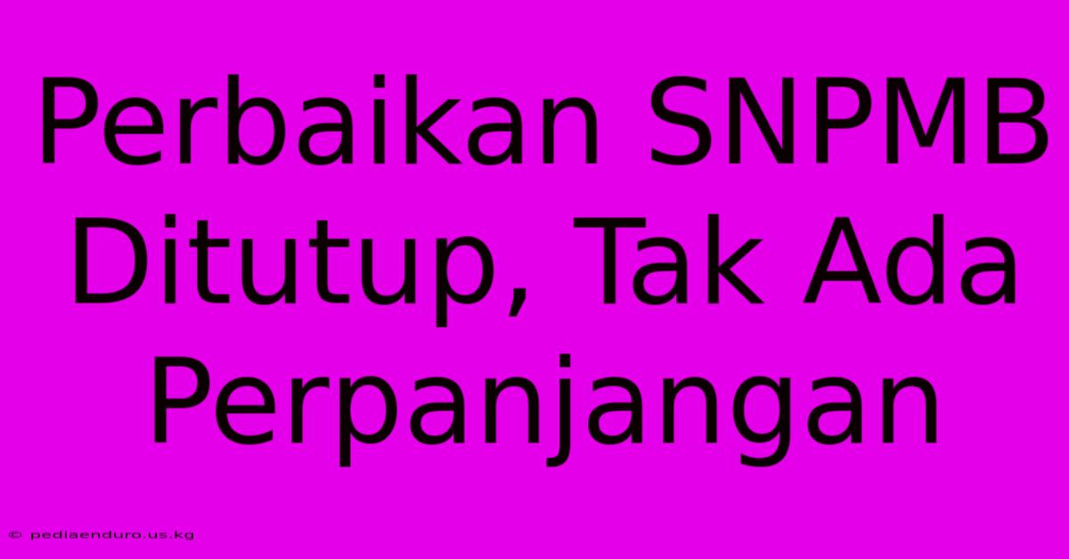 Perbaikan SNPMB Ditutup, Tak Ada Perpanjangan