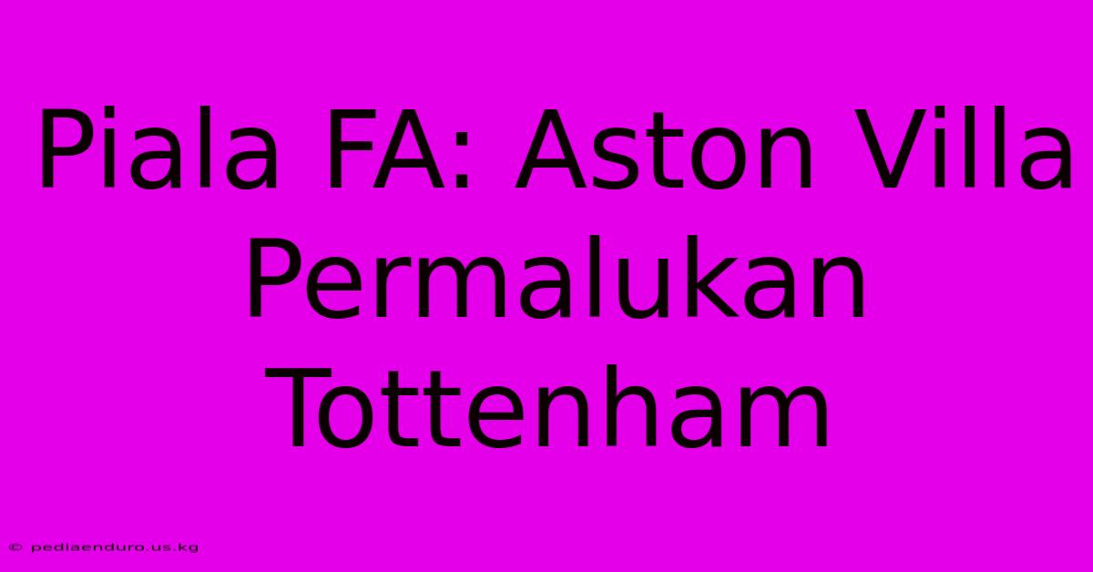 Piala FA: Aston Villa Permalukan Tottenham