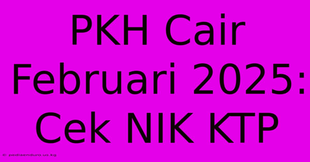 PKH Cair Februari 2025: Cek NIK KTP