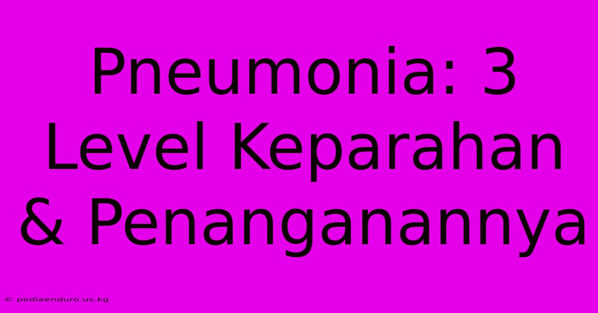 Pneumonia: 3 Level Keparahan & Penanganannya