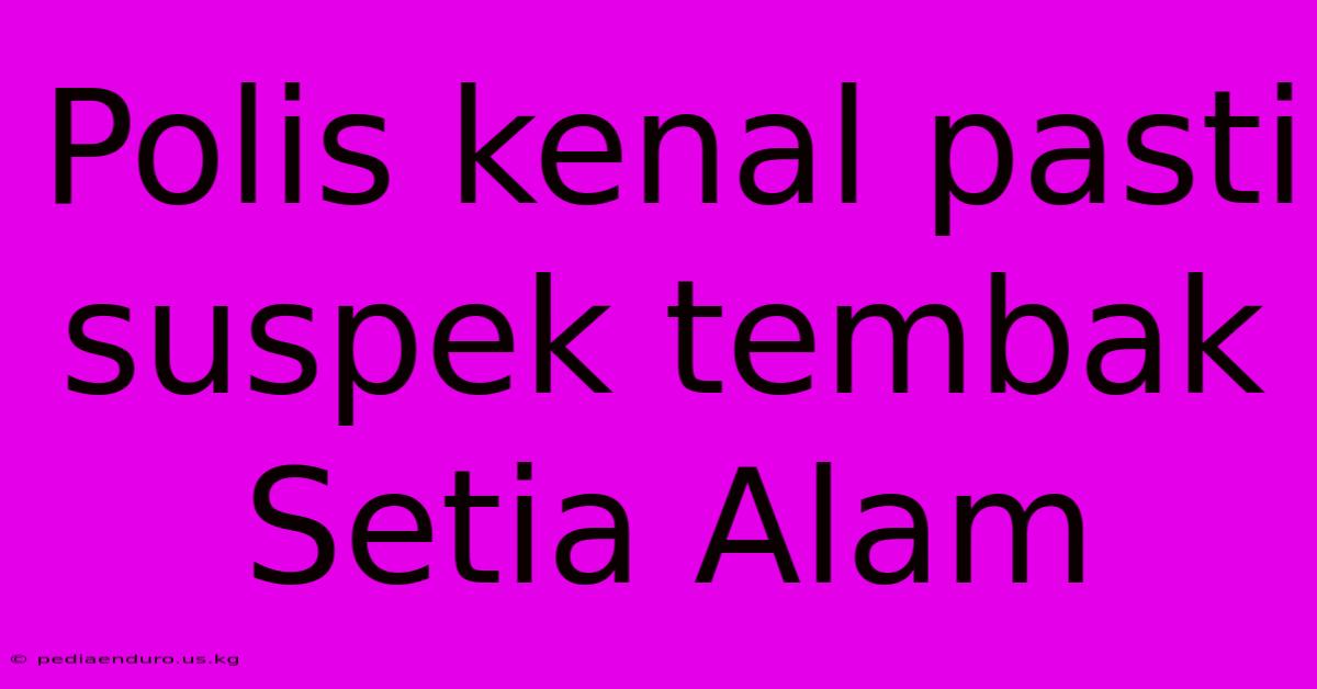 Polis Kenal Pasti Suspek Tembak Setia Alam