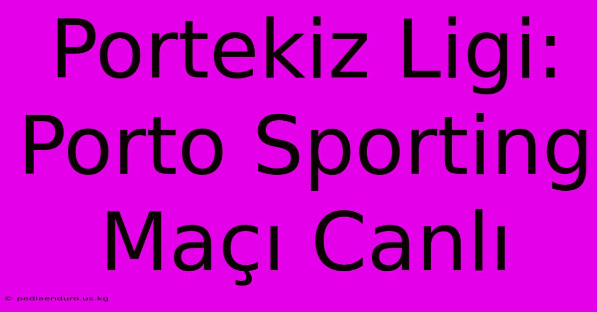 Portekiz Ligi: Porto Sporting Maçı Canlı